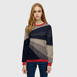 Свитшот женский Фрактальные линии, цвет: 3D-красный — фото 2