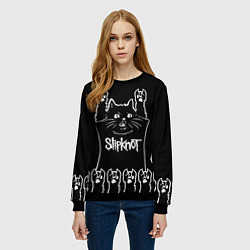 Свитшот женский Slipknot: cat rock, цвет: 3D-черный — фото 2
