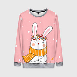 Женский свитшот Милый снежный заяц