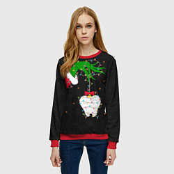 Свитшот женский Гринч похищает у зубной феи, цвет: 3D-красный — фото 2