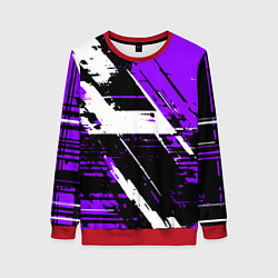 Женский свитшот Diagonal black and white stripes on a purple backg