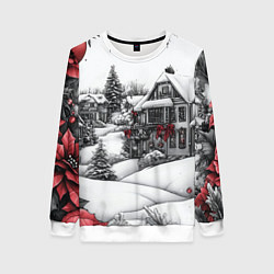 Женский свитшот Бело-красное новогоднее настроение