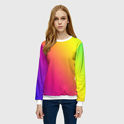 Свитшот женский Градиент зелёно-фиолетовый насыщенный, цвет: 3D-белый — фото 2