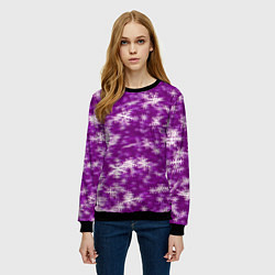 Свитшот женский Снежинки глитч, цвет: 3D-черный — фото 2