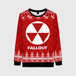 Свитшот женский Новогодний Fallout с оленями, цвет: 3D-черный