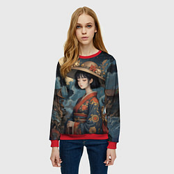 Свитшот женский Аниме таинственная шляпка, цвет: 3D-красный — фото 2