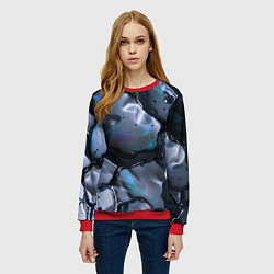 Свитшот женский Жидкая субстанция серая, цвет: 3D-красный — фото 2