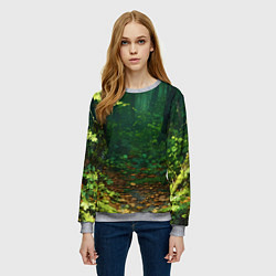 Свитшот женский Зелёный летний лес, цвет: 3D-меланж — фото 2