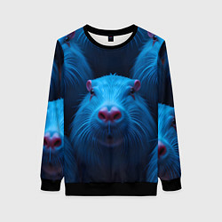 Свитшот женский Синие капибары, цвет: 3D-черный