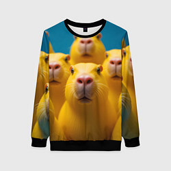Свитшот женский Желтые капибары, цвет: 3D-черный