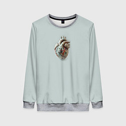 Свитшот женский Сердце из денег доллар с сосудами, цвет: 3D-меланж