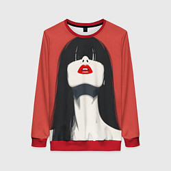 Женский свитшот Девушка на красном фоне