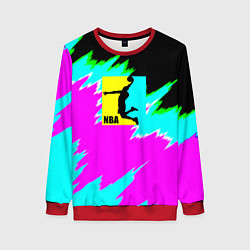 Свитшот женский NBA неоновые краски текстура, цвет: 3D-красный