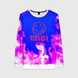 Свитшот женский Nirvana neon flame, цвет: 3D-белый