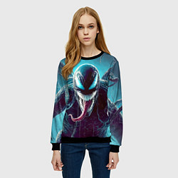 Свитшот женский Свирепый Веном - неоновое свечение, цвет: 3D-черный — фото 2
