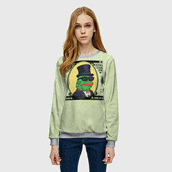 Свитшот женский Pepe is the main cryptocurrency, цвет: 3D-меланж — фото 2