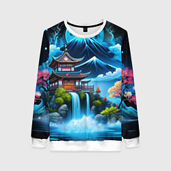 Женский свитшот Водопад и горы Японии