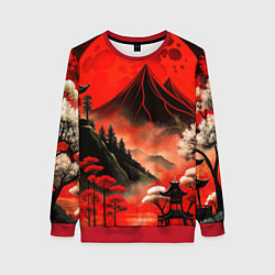 Свитшот женский Япония природа в красном цвете, цвет: 3D-красный