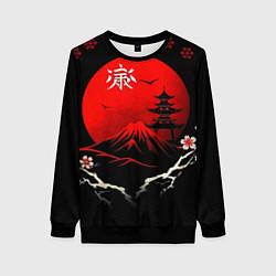 Свитшот женский Japan red black nature, цвет: 3D-черный