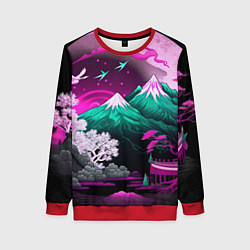 Свитшот женский Горы японии природа, цвет: 3D-красный