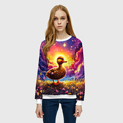 Свитшот женский Космическая уточка, цвет: 3D-белый — фото 2