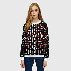 Свитшот женский Чёрно-красные диагональные полосы на белом фоне, цвет: 3D-белый — фото 2