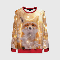 Свитшот женский Лисица и блестящий снег, цвет: 3D-красный