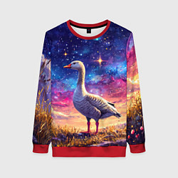 Свитшот женский Гусь и космос, цвет: 3D-красный