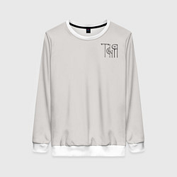 Свитшот женский Таня вязью - чёрная надпись, цвет: 3D-белый