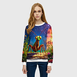 Свитшот женский Богомол и звездное небо, цвет: 3D-белый — фото 2