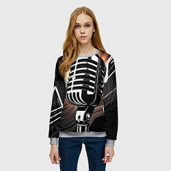 Свитшот женский Микрофон и звуковые волны, цвет: 3D-меланж — фото 2
