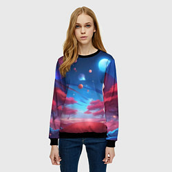 Свитшот женский Красный лес, цвет: 3D-черный — фото 2