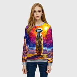 Свитшот женский Сурикат и космическое небо, цвет: 3D-меланж — фото 2