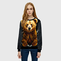 Свитшот женский Медведь бурый, цвет: 3D-черный — фото 2
