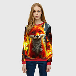 Свитшот женский Лисичка в огне, цвет: 3D-красный — фото 2