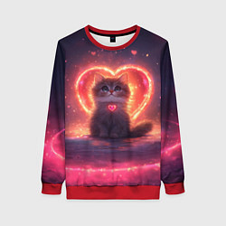 Женский свитшот Котенок и сердце из света