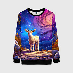 Свитшот женский Козлик на звездом небе, цвет: 3D-черный