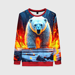 Женский свитшот Белый медведь в огне