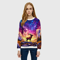Свитшот женский Лось и звездное небо, цвет: 3D-белый — фото 2
