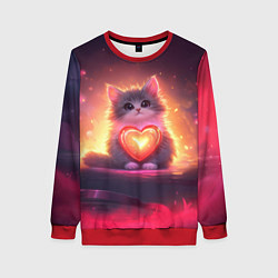 Женский свитшот Пушистый котик с сердечком