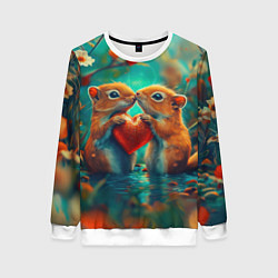 Женский свитшот Влюбленные белки держат сердце