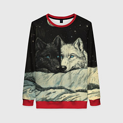 Женский свитшот Черный волк и белая волчица