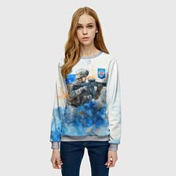 Свитшот женский Русский солдат и герб РФ, цвет: 3D-меланж — фото 2