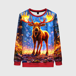 Свитшот женский Лосенок в лесу, цвет: 3D-красный