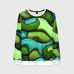 Свитшот женский Объемные камуфляжные полосы, цвет: 3D-белый