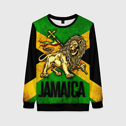 Свитшот женский Jamaica lion flag, цвет: 3D-черный