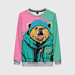 Женский свитшот Злой медведь в зимней одежде