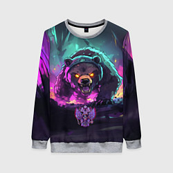 Свитшот женский Атакующий русский медведь, цвет: 3D-меланж