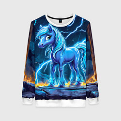 Свитшот женский Лошадка в разрядах молнии, цвет: 3D-белый
