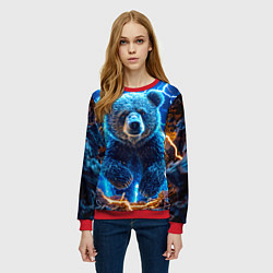 Свитшот женский Медведь и молния, цвет: 3D-красный — фото 2
